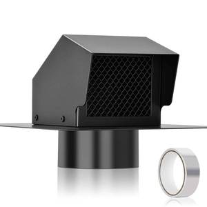 lot 24505 image: Trivd Frol 4 Inch Roof Vent Cap, Heavy Duty Galvanized Steel Removable Roof Exhaust Vents for Houses, Home Ventilation System with Damper, Black - Retail $33