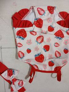 lot 30511 image: Infant 0-3 Month Strawberry Print Swimsuit with Ruffled Top - Retail $8