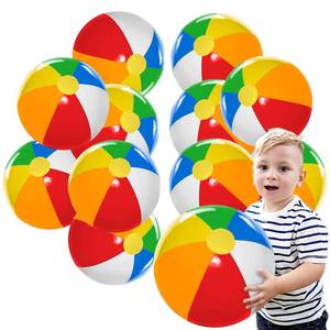 lot 30539 image: Lamnhin Beach Ball for Kids Pool Party 12 Pack 18 Inch Inflatable Beach Balls Bulk - Blow up Beach Toys for Hawaiian Tropical Theme Party Decorations Favors Supplies