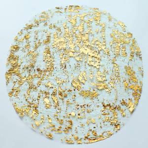 lot 30861 image: Snowkingdom Disposable Gold Placemats Set of 12 Metallic Round 13 Inch Foil Mesh Pressed Fall Table Mates 12 Pack Gold Doilies for Dining Table Wedding Birthday Party Holiday Home Decoration - Retail $6