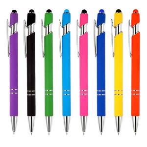 lot 30870 image: MorPionk 8 Pack Ballpoint Pen 2-in-1 Stylus Retractable Metal Stylus Pens for Touch Screens with Stylus tip, 1.0 mm Black Ink - Retail $5