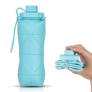lot 30871 image: YCTMALL Silicone Collapsible Water Bottles,Lightweight Reusable Leakproof For Traveling Camping Hiking Cycling Sports Outdoor,Foldable Portable Travel Water Bottle 600ML Blue 1Pack.