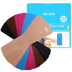 lot 30874 image: OK TAPE Precut Kinesiology Tape Strips, Elastic Athletic Tape for Joints Support & Muscle Pain Relief, Waterproof, Kinetic Tape for Shoulder, Knee, Ankle (4 Colors, 2 inch x 10 inch) - Retail $24