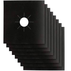 lot 30880 image: Stove Burner Covers - Gas Stove Protectors Black 0.2mm Double Thickness, Reusable, Non-Stick, Fast Clean Liners for KitchenCooking. Stove top Covers Gas Burners Size 10.6 x 10.6 BPA Free(8 Packs) - Retail $9