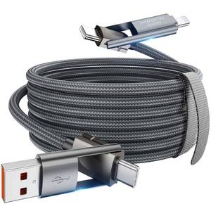 lot 30894 image: 4 in 1 Charging Cable,240W USB to USB C Cable 10 ft,Fast Charging Multi Charger Cord with Type CUSB AL Port for iPhone 161514 Series MacBook iPad Pixel Samsung Switch PS5 Tablet and More - Retail $20