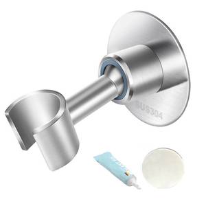 lot 30901 image: Shower Head Holder 360° Adjustable Handheld Bathroom Shower Head Bracket SUS304 Stainless Steel Wall Mount Shower Spray Holder No Drill Adhesive Mount Handheld Shower Head Holder Brushed Finish - Retail $3