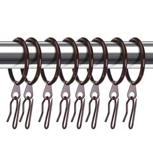 lot 30907 image: Hotop 30 Pcs Metal Drapery Curtain Rings 0.981.261.65 inch Interior Diameter and 30 Pcs Hanging Curtain Drapery Pin Hooks for Window Door Shower(Brown,42mm) - Retail $17