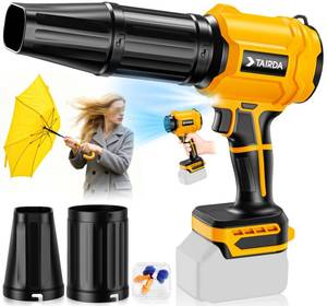 lot 30910 image: TAIRDA Cordless Leaf Blower Compatible for Dewalt 20V Battery(NO Battery), Mini Turbo Jet Blower,  Lightweight & One-Hand Use, for Patio Garage Yard Shop Cleaning Car Dryer(Tool Only, Nozzles and Battery Not Included) - Retail $34