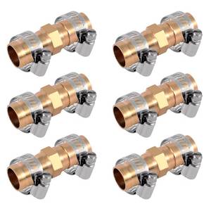 lot 30943 image: 6 Pack Garden Hose Repair Connector with Stainless Steel Clamps, 58 Inch Garden Hose Repair Kit - Retail $12