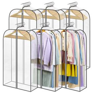 lot 30955 image: LANDNEOO 4 Pack Clear Garment Bags for Hanging Clothes with Zippers on Double Sides - 10 Clothes Storage for Coat, Dress, and Fur in Closet - 40 Long Suit Bags - Retail $20