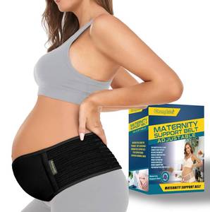 lot 30956 image: ChongErfei Pregnancy Belly Band Maternity Belt Back Support Abdominal Binder Back Brace - Relieve Back, Pelvic, Hip Pain for Pregnancy Recovery(Black,Plus Size) - Retail $16