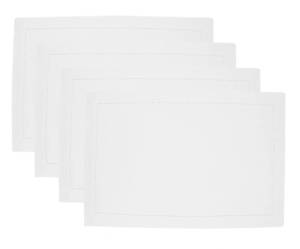 lot 30963 image: PurpleEssences Solid Hemstitch Placemat, Stain Resistant Spill Proof Place Mats, Washable Placemats, 13x 19 Inch, Set of 4 - Ideal for Spring Easter Summer - White - Retail $20