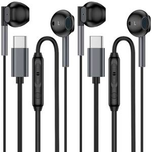 lot 30969 image: USB C Earbuds Wired Headphones for Samsung Galaxy Z Fold 7 Flip 7 A17 A16 A56 S25 Edge S24 S23 S22 S21 2Pack in-Ear Earphone with Microphone Volume Control Type C Headphone for Pixel 10 Pro XL 9a 9 8 - Retail $10