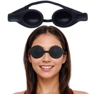 lot 30974 image: Moisture Chamber Glasses for Dry Eyes Vowleike 3D Silicone Small Face Design Soft Sleep Goggles for CPAP Users with Adjustable Strap, Reusable Hydrating Sleep Eye Mask for Night (Semi-Matte Black) - Retail $29