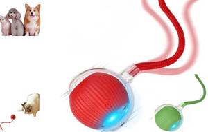 lot 30977 image: RivOcen 360° Automatic Rolling Interactive Pet Toy. Indoor Flashing LED Floor Roller with Random Motion for Cats & Small Dogs, Continuous Stimulation & Exercise. (Red) - Retail $10