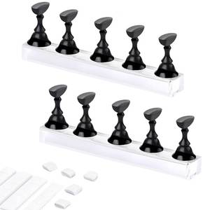 lot 30980 image: Etercycle Acrylic Nail Display Stand DIY Nail Crystal Holder Magnetic Practice Stands with Reusable Adhesive Putty Clay for False Nail Tip Manicure Tool (Golden and Silver) - Retail $5