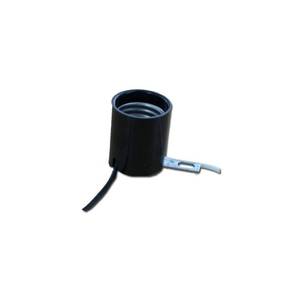 lot 30982 image: Leviton 2052-13 Medium Base, One-Piece, Keyless, Incandescent, Phenolic Lampholder, Bracket Mount, Single Circuit, Back Wired, Black - Retail $13