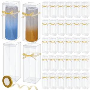 lot 30990 image: Beeveer 50 Pcs Mug Gift Boxes Clear Tumblers Packaging Box with Ribbon for Sublimation Tumblers Compatible with 11oz 12oz 15oz 20oz 30oz 40oz(3.3 x 3.3 x 9.8 Inch) - Retail $41