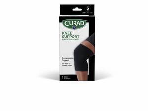 lot 30993 image: CURAD Knee Support for Men & Women, Elastic, Pull-Over, Knee Brace for Running Knee Pain, Workout Sports Knee Brace, Black, Small - Retail $8