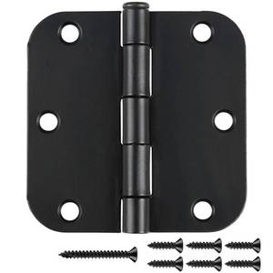 lot 62093 image: 30 Pack Matte Black Door Hinges 3.5 x 3.5 Inch 58 Radius, Interior Heavy-Duty Rounded Hinge for Doors Standard Bedroom Office Door Hardware Removable Pin,RV,Garage,Storage Shed,Livestock Facilities - Retail $29