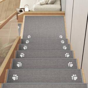 lot 23123 image: YDKGL Stair Treads Non Slip Indoor 15PCS, Rubber Backing Stair Runner Rugs for Wooden Steps, Residue Free Stair Carpet Treads for Kids Elders and Pets, Machine Washable Stair Mats, Gray, 8 x 30 - Retail $60