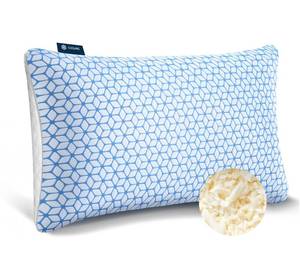 lot 23124 image: Love Attitude Bed Pillow Queen Size 1 Pack, Shredded Memory Foam Pillow Adjustable Cooling Pillow Soft and Supportive for Side Back Stomach Sleepers - Retail $35