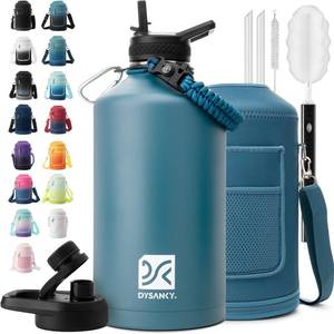 lot 23127 image: DYSANKY 1 Gallon Water Bottle Insulated  Thickened Stainless Steel Vacuum Metal Water Jug  Portable Sports Large for Gym and Hiking with Straw, Carrier Bag, Handle Strap  BPA-Free 128 oz - Retail $40