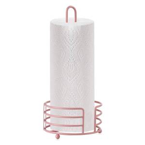 lot 23130 image: Buruis Paper Towel Holder for Countertop, Metal Standing Paper Towel Dispenser with U-Shape Handle and Stable Base, Pink - Retail $20