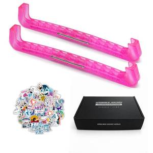lot 24518 image: Uice Ice Skate Blade Guards with Center Spring Release - Hockey & Figure Skate Blade Covers for Youth & Adult, Durable Skate Shoes Blade Protectors, Easy OnOff,Pink - Retail $14