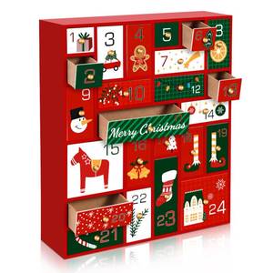 lot 24519 image: Christmas Empty Advent Calendars to Fill, Empty Advent Calendar, Fillable Advent Calendar with 24 Drawers Christmas Countdown Advent Calendar, Reusable Wooden Xmas Countdown Gift Decorations (Chip In Wood) - Retail $40