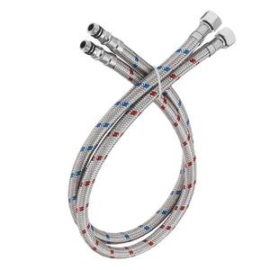 lot 24522 image: BWE 24-Inch Long Faucet Connector Braided Stainless Steel Supply Hose 38-Inch Female Compression Thread x M10 Male Connector, x 2 Pcs (1 Pair) - Retail $14