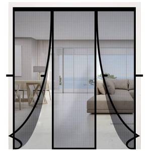 lot 24526 image: RELIANCER Fiberglass Magnetic Double Door Screen,Fit Doors Size 74x80,Auto Close Screen Door Mesh wMagnets,Patio Doorway Mosquito Net Screens,Self-Closing Doors Cover,Doorway Curtain Mesh Partition - Retail $31