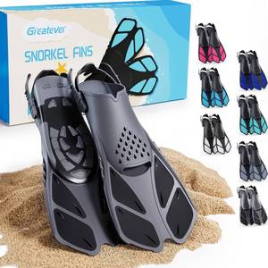 lot 24528 image: Greatever Snorkel Fins Adjustable Buckles Open Heel Swim Flippers Travel Size Short Swim Fins for Snorkeling Diving Swimming Adult Men Womens - Retail $29