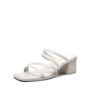 lot 24542 image: DREAM PAIRS Womens Strappy Heels Block Open Toe Low Heel Chunky Mules Sandals Dress Shoes SDHS2370W,White,6.5 - Retail $34