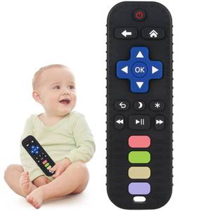 lot 30594 image: Chuya Baby Teether Toy Chew Toys for Babies 3-24 Months TV Remote Control Shape Teething Relief for Infants (Black) - Retail $6