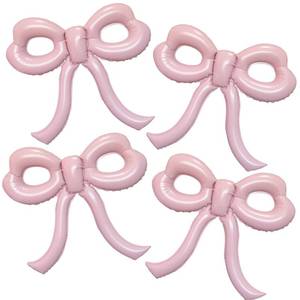 lot 30599 image: 4 Pcs Light Pink Bow Balloons Bow Party Decorations for Girl Women Bow Birthday Decorations Giant Pastel Pink Bow Balloon for Graduation Baby Shower Bridal Wedding Decor Bachelorette Party Supplies - Retail $10