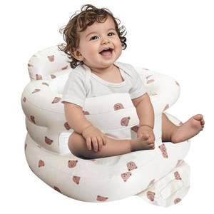 lot 30611 image: Inflatable Baby Seat for Babies 3-36 Months, Baby Chair with Fence & Built in Air Pump, Blow Up Floor Baby Seat with Back Support, Inflatable Baby Chair Sit Me Up for Home, Travel (Bear) - Retail $20
