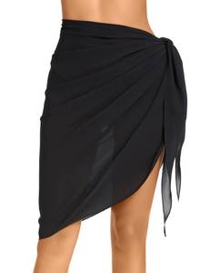lot 31025 image: Lecieldusoir Womens Sarong Coverups Chiffon Bathing Suit Wrap Skirt Swimsuit Beach Wraps Swim Sarongs (Black, Large) - Retail $13