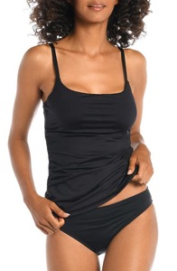 lot 31031 image: La Blanca Island Goddess Underwire Tankini Swim Top in Black at Nordstrom, Size 12 - Retail $99