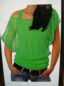 lot 31045 image: Smile Fish Womens Casual Fishnet 2pc Tank and Cover Green Small