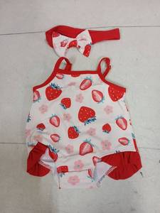 lot 31048 image: Baby Girl Strawberry Swimsuit with Headband 0-3 Months