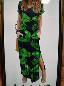 lot 31066 image: Arolina Womens Summer Maxi Dress Shirt Sleeve Loose Fit Sundress Medium
