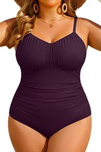 lot 31074 image: Aqua Eve Plus Size Swimsuit for Women Tummy Control One Piece Bathing Suit Vintage Swimwear Purple 22W - Retail $37