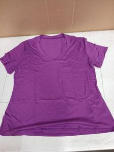 lot 31107 image: Womens Deep V Neck Short Sleeve Tshirt Violet 2XL