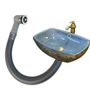lot 31121 image: Qrity 2 x Overflow Pipes, Ceramic Sink Overflow Tube, Bathroom Basin, Round Interface, for Overflow Hole Diameter 21-24mm, Tube Length 400mm - Retail $13