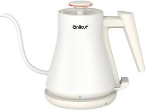 lot 32384 image: Onlicuf Electric Kettle, Gooseneck Electric Water Kettle for Pour Over Coffee & Tea, 0.8L Quick Heating Small Hot Water Kettle Electric, Stainless Steel, Auto-Off & Boil Dry Protection, Matte White