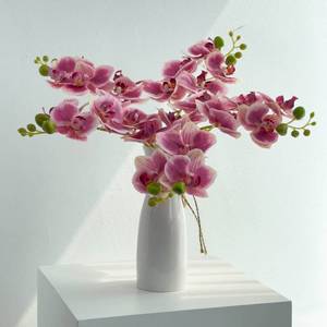 lot 32388 image: Mythlty 5 Fake Orchid in 17 Inches with Real Touch Flowers and Flexible Stems, Artificial Orchids That Look Real Arrange for Wedding Bouquets Home Office Indoor Decorations (Pinkish Purple) - Retail $24