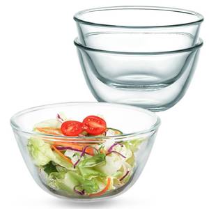 lot 32395 image: WHJY 3 Pack of 7 Inch Glass Cereal Bowls - Borosilicate Glass Construction, Modern Style, 17.64 Ounces Capacity Each - Retail $23