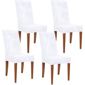 lot 32408 image: Obstal White Stretch Spandex Dining Room Chair Covers Set of 4 Universal Removable Washable Chair Seat Slipcovers Protector for Kitchen, Ceremony, Wedding, Banquet, Hotel and Party - Retail $19