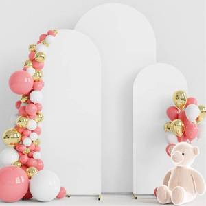 lot 32421 image: Wokceer Set of 3 Wedding Arch Cover Spandex Fitted Wedding Arch Stand Covers for Round Top Chiara Arch Backdrop Stands Cover for Birthday Party Ceremony Banquet Decoration 4ft,5ft,6ft White - Retail $30
